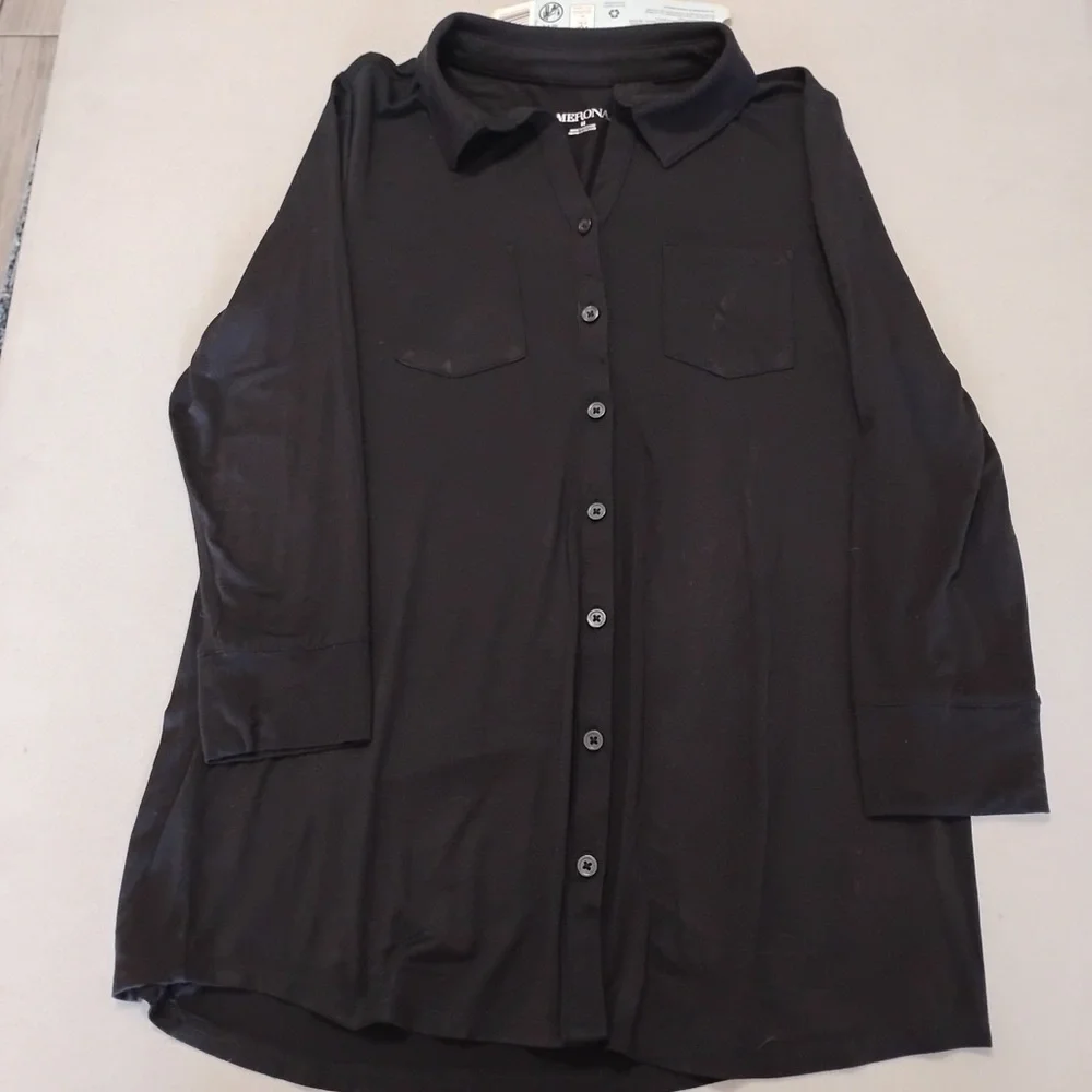 Merona Black Button-Front Shirt Dress Size M | Classic Workwear